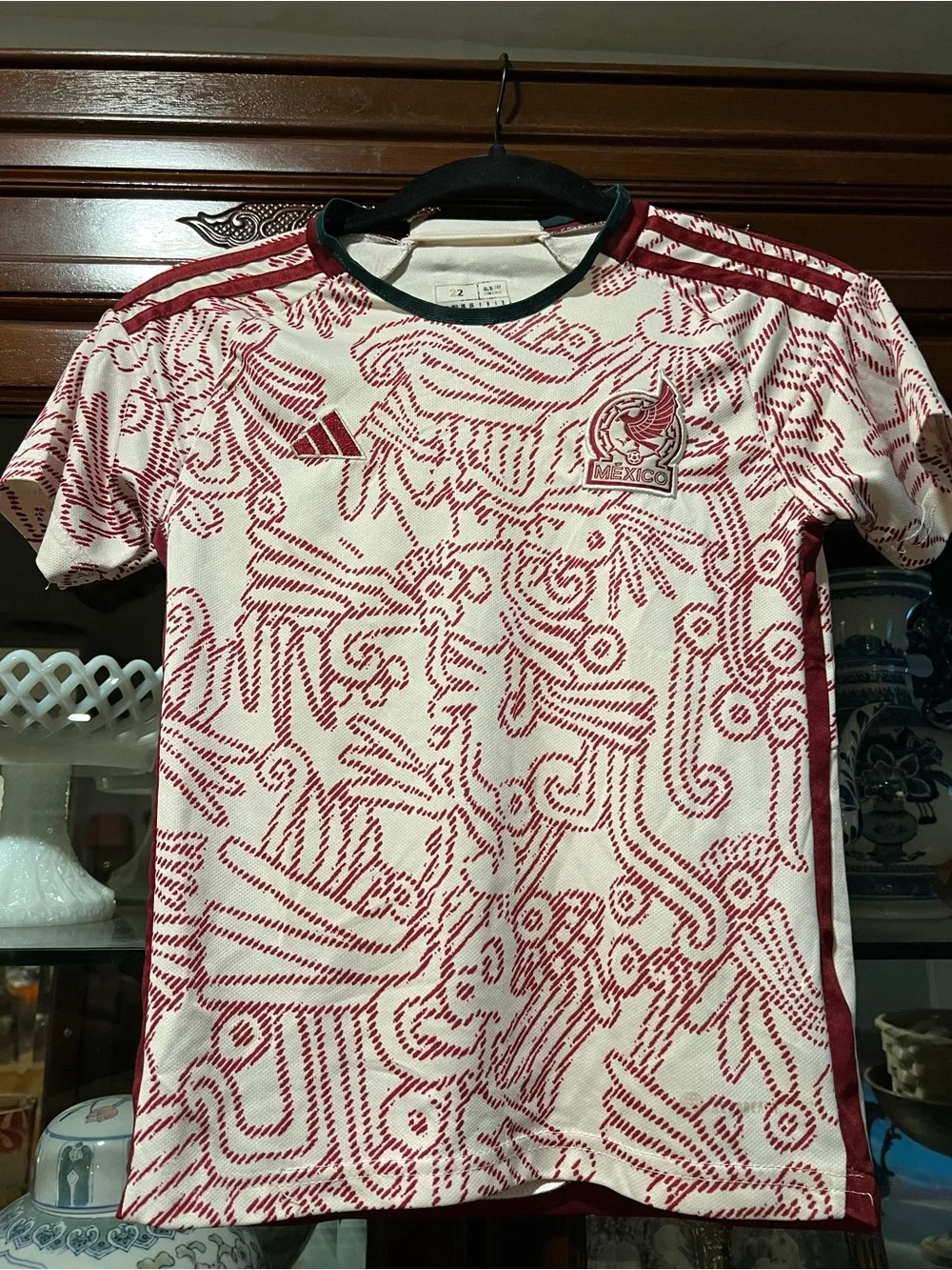Mexico kids White & Maroon Graphic Soccer Jersey